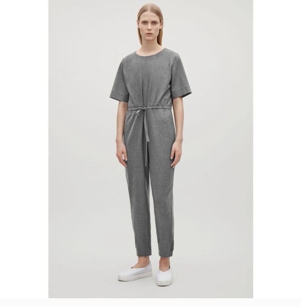 COS Wool Blend Drawstring Waist Jumpsuit Sz 2